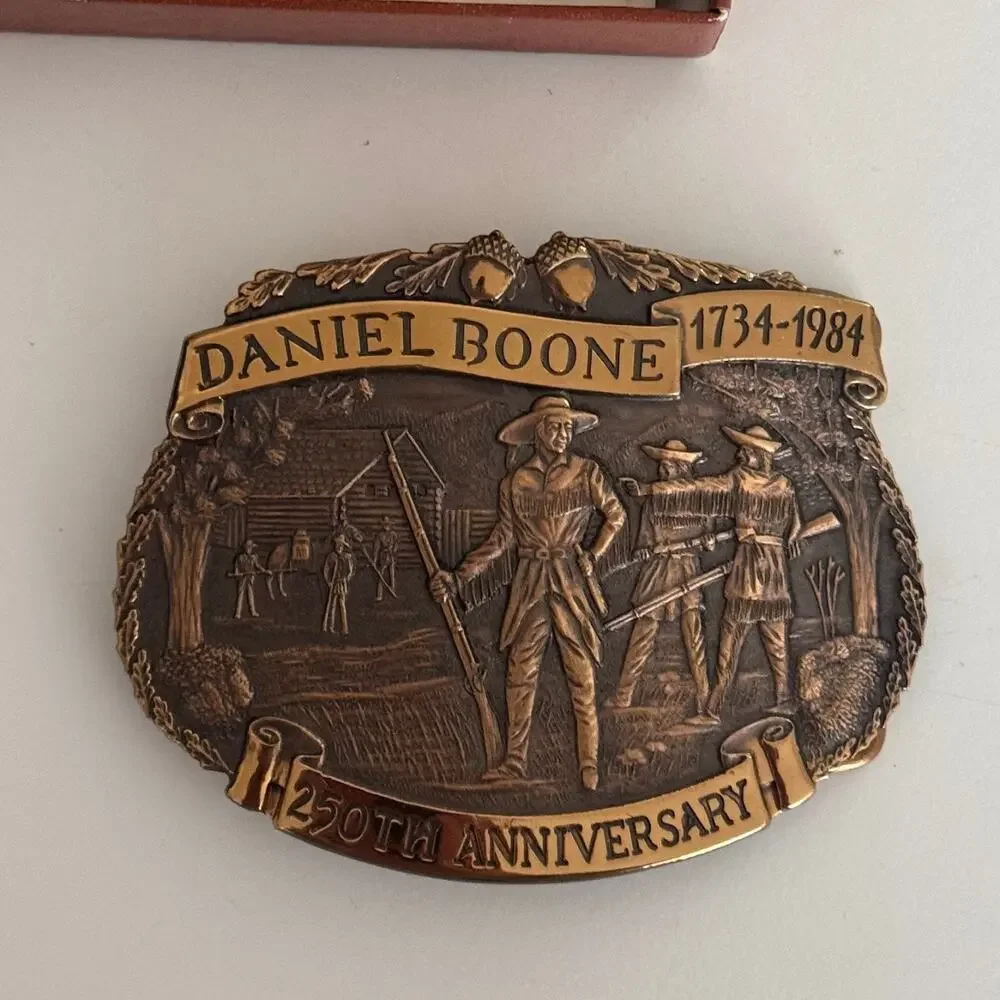 250th Anniversary Daniel Boone Commemorative Belt Buckle Bronze Americana 1984